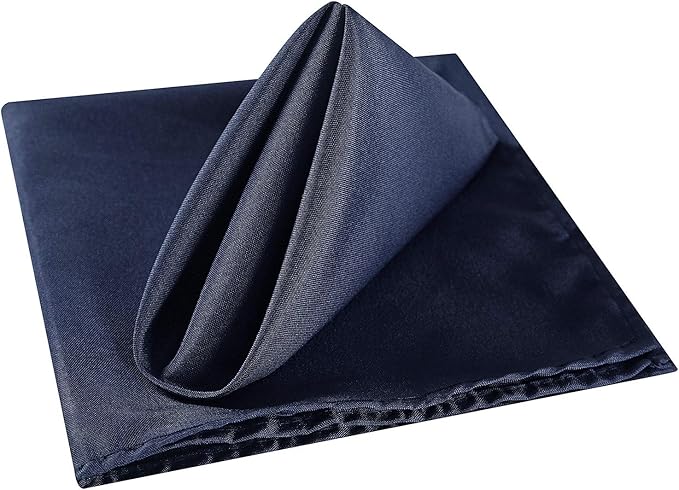 Cloth Napkins 17x17 inch Washable Polyester Dinner Napkins Soft Table Napkins for Wedding Party Dining Banquet(Navy,12PCS)