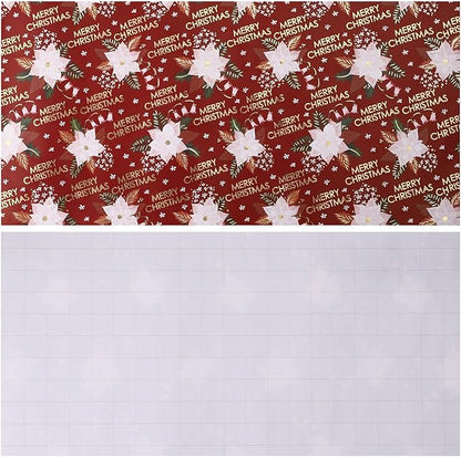 LeZakaa Christmas Wrapping Paper Roll - Red Flower & Merry Christmas Gold Foil Pattern for Holiday, Party - 17 inches x 32.8 Feet (46.45 sq.ft.)