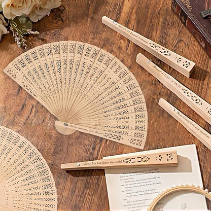 100Pcs Personalized Folding Hand Fans Custom Engraved Summer Wedding Fans,Personalized Wooden Fans Party Favor Bridal Shower Gifts for Guests