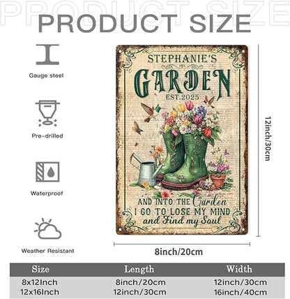 Custom Sign, Personalized Metal Signs, Customize for Office, Business, Workplace, Office, Home, Delivery Signs, Metal Sign With Your Own Image, Text,Photo, Pets, Kids Art Made in USA (Garden 05)