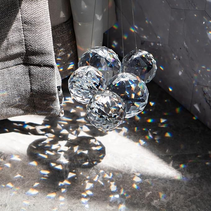 Crystalsuncatcher 20Pcs 1.75 inch/40mm Clear Crystal Ball Prism Pendant Suncatcher for Feng Shui/Divination or Wedding/Home/Office Decoration