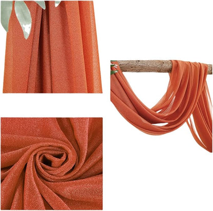 Arch Drapes for Wedding Arch Draping Fabric Terracotta Sheer Backdrop Curtain for Ceremony Bridal Party Decor 19Ft Length x 28" Width 4 Panels