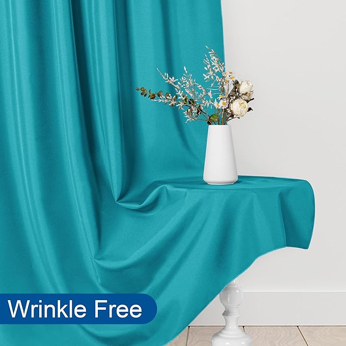 DWCN 10x7 FT Backdrop Curtains for Parties, Photography Backdrop Drapes with Rod Pockets for Wedding Decorations Stage Birthday Family Gatherings, 2 Panels 5ft x 7ft, Turquoise