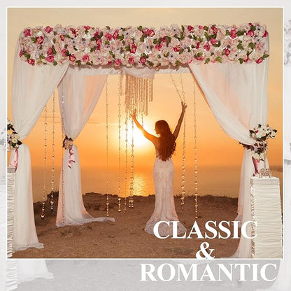 Wedding Arch Draping Fabric 3 Panels 30" x 32 ft White Wedding Arch Drapes for Ceremony Chiffon Fabric Drapes Arbor Drapery Decorations for Reception Sheer Backdrop Curtains for Party Ceremony