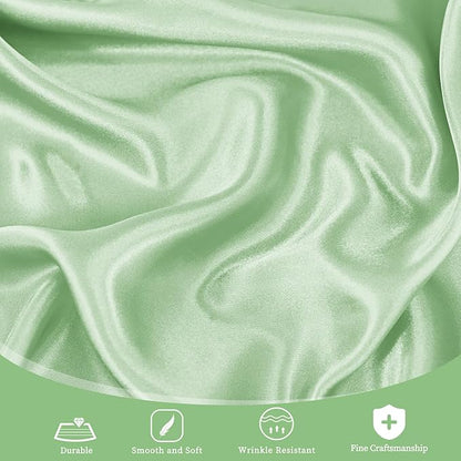fani 12 Pack 108 Inch Sage Green Satin Tablecloth - Silky Round Tablecloth Overlay Smooth Fabric Table Cover, Bright Table Decoration for Wedding Party Banquet Events Restaurant Kitchen Dining