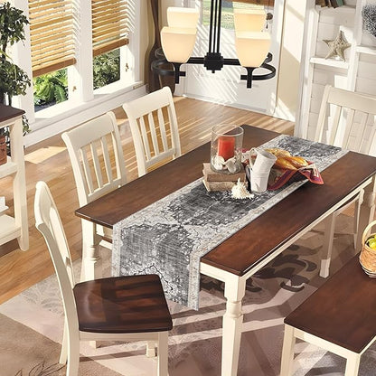Snycler Table Runner Boho Table Runners Vintage Elegant Farmhouse Table Center Linen Decor for Home Dining Party Entrance (13x72 Inch) Black