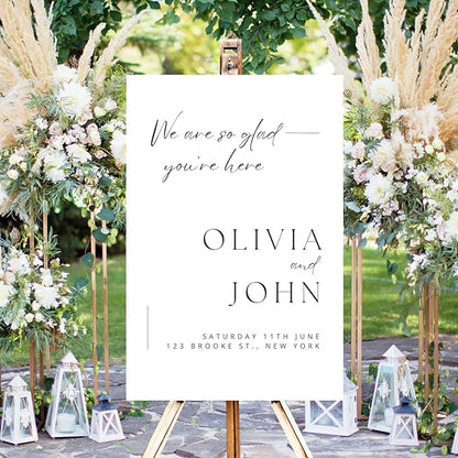 Welcome Wedding Sign Personalized, Personalized Wedding Welcome Sign Minimalist Script Modern Large