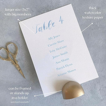 Custom Seating Chart for Wedding Reception Display, Printed Chart Board, Dusty Blue Wedding Card Watercolor, Rustic Decorations for Reception, Reserved Seating Signs