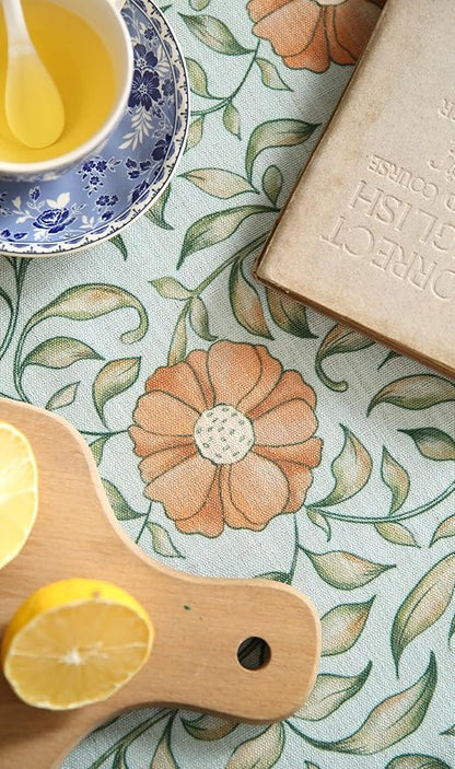 patdrea Designer French Linen Blue Tablecloth for Rectangle Table,Vintage Floral Table Cloth,Colorful Decoration Fall Cover Kitchen Dining for Thanksgiving,Tea Party,Christmas,55"x71"-Wensel