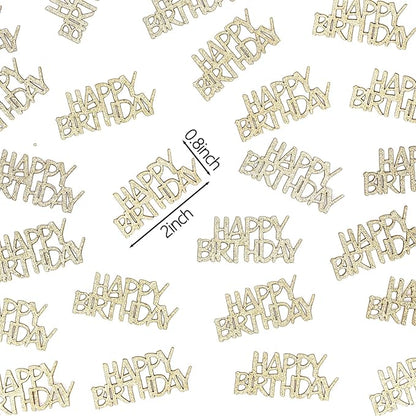 Champagne-Gold Happy Birthday Confetti for Tables Light Gold Glitter Birthday Party Table Scatters for Adult/Kids Birthday Anniversary DIY Crafts Party Supplies 100PC