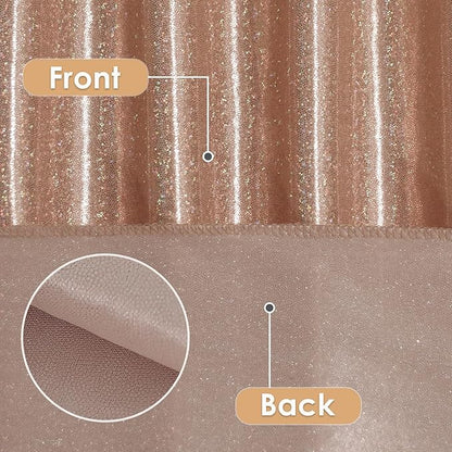 Fitable Rose Gold Sequin Tablecloth for Parties - 2 Pack, 60x102 Inch - Sparkle Glitter Rectangle Tablecloth for 8 Foot Tables, Party Table Overlays for Wedding Baby Shower Photography