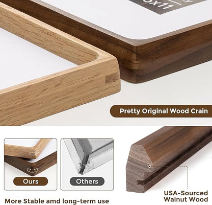 11x14 Wooden Picture Frames USA-Sourced Natural Walnut Solid Wood Photo Frame Handcrafted Rounded Corner with Mat to 8x10 Picture Frame Vintage Display with Real Glass Family Picture