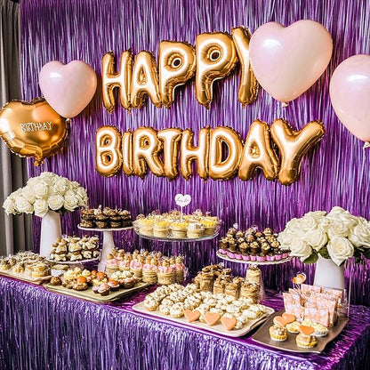 PartyWoo Purple Streamers Foil Fringe Curtain 3pcs 8.2ft Metallic Tinsel Lavender Backdrop for Birthday Graduation Bachelorette Mardi Gras Door Supplies Photo Booth Wedding Party Decorations