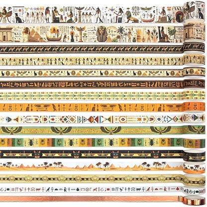 Mooker 16 Rolls Washi Tape Set - Decorative Tape Egyptian Style, Craft Tape for Journaling Supplies, Scrapbooking Supplies, Journaling Supplies, DIY Crafts, Junk Journal Supplies, Scrapbook Paper