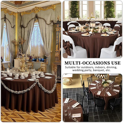 8 Pack Brown Round Tablecloth 90 Inch Stain and Wrinkle Resistant Round Brown Table Cloth Reusable and Washable Polyester Fabric for Buffet Wedding Party and Banquet