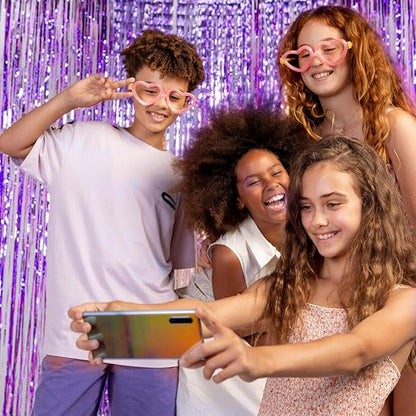 20 Pack Foil Curtain Backdrop Purple Metallic Tinsel Foil Fringe Curtains Photo Booth Props for Birthday Wedding Engagement Baby Shower Bachelorette Christmas Holiday Celebration Party Decorations