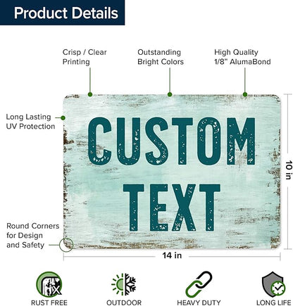 Custom Sign, Custom Street Sign, 11 Font Colors, 13 Font Styles, 4 Hole Options, 22 Sizes, 10x14 Inches, Rust Free DiBound, Fade Resistant, Made in USA by My Sign Center (Shabby Chic)