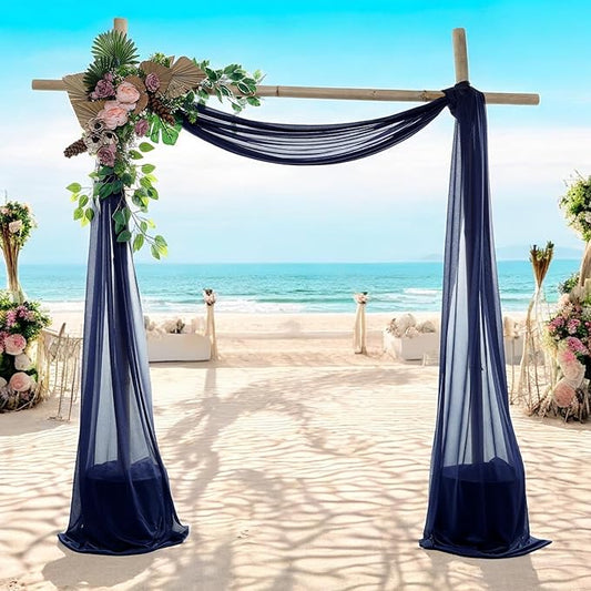 MDS Halloween Chiffon Draping Fabric - 1 Panel, 30" Wide x 75ft Long - Sheer Spooky Arbor & Canopy Drapery for Haunted House Backdrops, Party Ceilings, DIY Costumes & Themed Events - Navy Blue