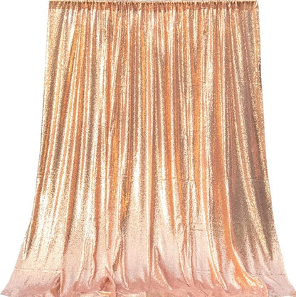 JYFLZQ Rose Gold Sequin Backdrop Curtains 10ft x 10ft 1 Panel Glitter Photo Booth Backdrops Sparkly Photography Background Drapes for Parties Wedding Bridal Showers…