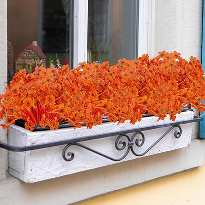 20 Bundles Artificial Fall Flowers No Fade Faux Autumn Plants Fake Flowers No Fade Faux Plastic Plants Thanksgiving Harvest Decoration (Fall Red)