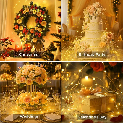 24 Pack Fairy Lights with Timer Battery Operated, 3 Modes 7ft Mini Waterproof Twinkle Lights, 20 LED Bulk String Light for Mason Jar Christmas Decoration Wedding Table Centerpieces,Warm White