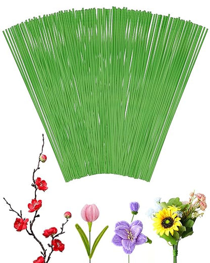 100 PCS FIVEIZERO 18 Gauge LightGreen Floral Wire Stems for Artificial Flower Making,Florist Wire,Flower Wires for Crafts,Alambre para Flores for Wreaths, Flower Arrangements and DIY Projects