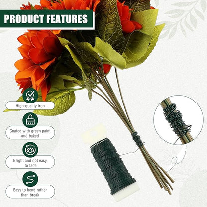 Ferraycle 16 Pack Green Floral Wire 38 Yards 22 Gauge Flexible Paddle Florist Christmas Green Wire for Crafts Christmas Wreaths Tree Garland and Floral Flower Arrangements