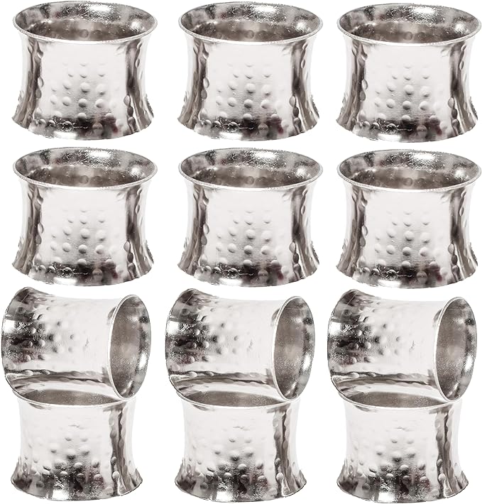Silver Napkin Rings-12 PCS Heavy Duty Metal Spiral Napkin Rings, Handcrafted Napkin Holders Buckles for Family Dinner, Wedding, Party,Table Decorations - CLEENTABLE