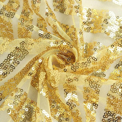 Efavormart 120" Gold Sparkly Sequin Geometric Tulle Round Tablecloth