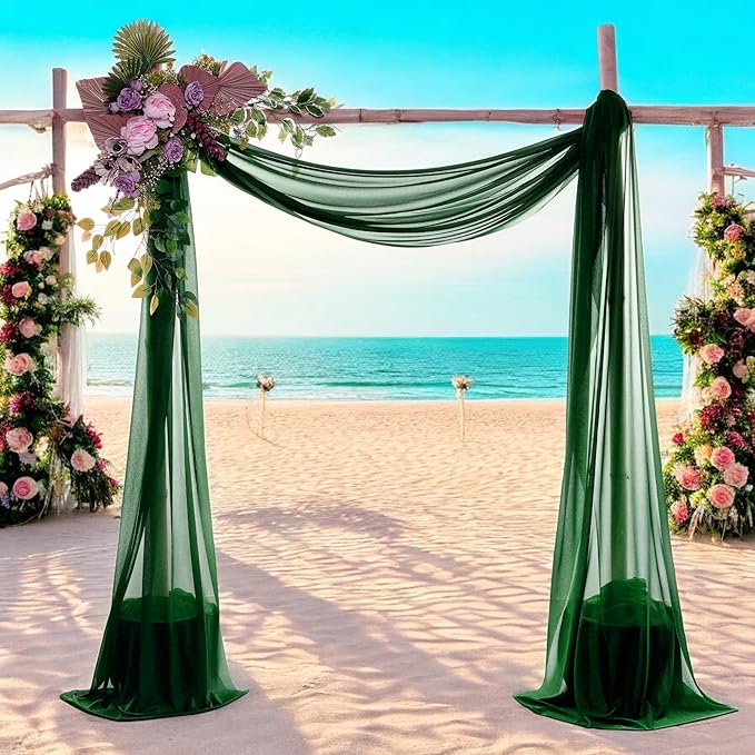 MDS Halloween Chiffon Draping Fabric - 1 Panel, 30" Wide x 100ft Long - Sheer Spooky Arbor & Canopy Drapery for Haunted House Backdrops, Party Ceilings, DIY Costumes & Themed Events - Hunter Green