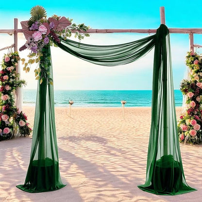 MDS Halloween Chiffon Draping Fabric - 1 Panel, 30" Wide x 50ft Long - Sheer Spooky Arbor & Canopy Drapery for Haunted House Backdrops, Party Ceilings, DIY Costumes & Themed Events - Hunter Green