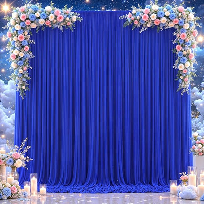 Royal Blue Tulle Backdrop Curtain for Parties Wedding,5ft x 10ft Wrinkle Free Curtain Backdrop,2 Layer Drapes for Backdrop,Polyester Wedding Back Drop for Bridal Shower Birthday Baby Shower