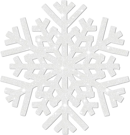 30Pcs Snowflake Paper Placemats Christmas Sliver Glitter Disposable Place Mats Winter Round Sparkle Decorative Table Chargers Xmas Snowflake Decoration for Holiday Festival Dining Tableware