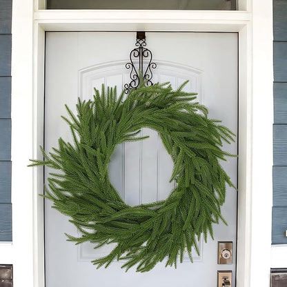 Hananona 2 Pcs 9 Ft Artificial Norfolk Pine Garlands, Real Touch Winter Pine Garland, Green Artificial Greenery Garland for Table, Mantle, Wall, Indoor, Outdoor Christmas Decorations (2, 9 Ft)