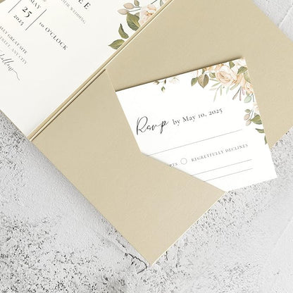 20 PCS Champagne Tri-fold Laser Cut Wedding Invitation Pockets for 5x7 Wedding Cards Bridal Shower Engagement Quinceanera Invitation