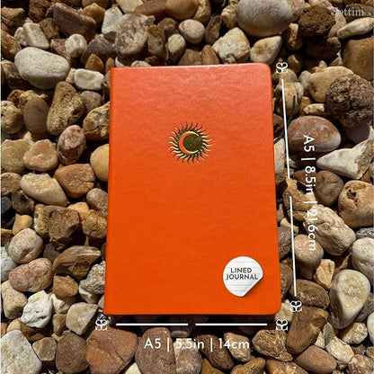 SETTINI Lined Journal, Ideal for Journaling - A5 Vegan Leather Notebook, 192 Archival-Quality Pages, QuillEase Bleed-Free Paper, Inner Pocket & Bookmark - Orange Journal for Women & Men, Orange Sun