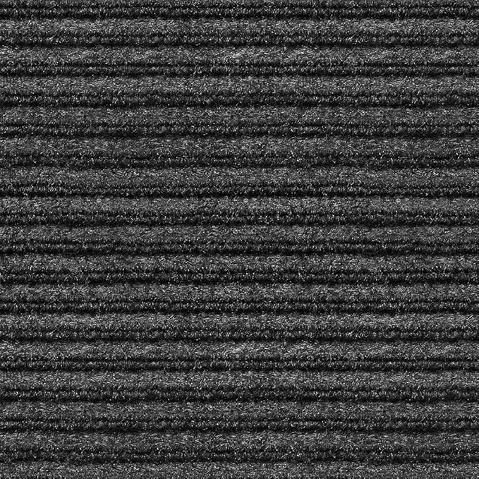 House, Home and More Indoor Outdoor Double-Ribbed Carpet Runner with Skid-Resistant Rubber Backing - Smokey Black - 3 Feet x 30 Feet
