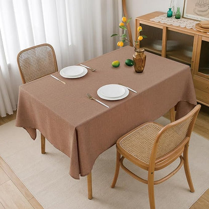 NLMUVW Linen Tablecloth Rectangle Tables 6ft, Water Resistant Textured Table Cloth Farmhouse Table Cover for Kitchen Dining Coffee, Mocha, 54 x 102 Inch
