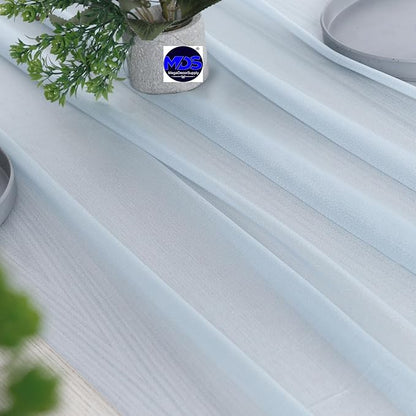 MDS 2 Pack 10ft Chiffon Table Runner 29 x 120 Inches Sheer Wedding Runner Romantic Rustic Table Runner for Wedding Decorations, Birthday Parties, Bridal Shower Party Arch Decor - Baby Blue