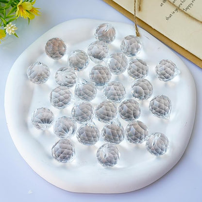 24pcs Clear Crystal Decorative Ball Prism Suncatchers for Windows Hanging Wedding Party DIY Decoration,20mm