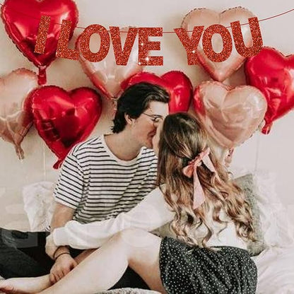 BEISHIDA 116 PCS A-Z Glitter Red DIY Letter Banner Kit Make Your Own Banner，Including 111 Letters and Numbers 3 Rope and 2 Threading Device,Customized for Birthday Graduation Wedding Party Decor
