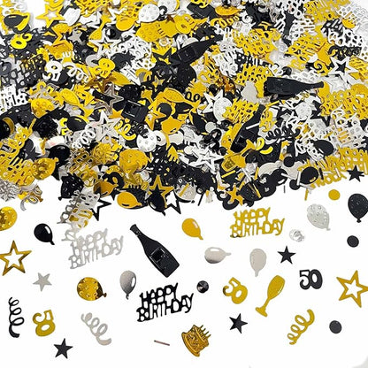 50th Birthday Confetti 50 Confetti Party for Table Metallic Foil Table Scatter Decoration Birthday Centerpieces for Party DIY Arts Crafting Supplies, Gold Black and Silver