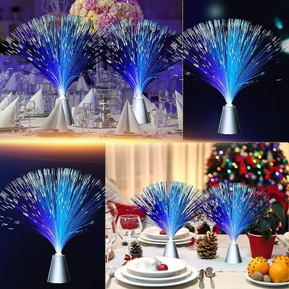 Patelai 16 Pcs LED Fiber Optic Lamp Color Changing Fiber Optic Night Light with Multicolor Glow Decorative Table Centerpiece for Sensory Bedroom Halloween Party Holiday Decorations (Stylish,Blue)