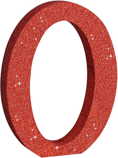 TONIFUL 8 Inch Red Glitter Letter O Table Centerpiece A-Z Red Birthday Party Decorations,Red Alphabet O for Birthday,Chrismas,Graduation,Bridal Shower,Wedding,Anniversary Party Supplies