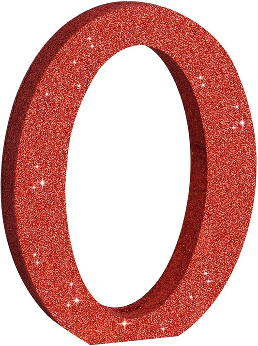 TONIFUL 8 Inch Red Glitter Letter O Table Centerpiece A-Z Red Birthday Party Decorations,Red Alphabet O for Birthday,Chrismas,Graduation,Bridal Shower,Wedding,Anniversary Party Supplies