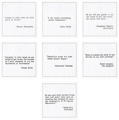 Five Star Napkins Literary Bar Quotes White Cotton Cocktail Napkins, Beverage Napkins, Bar Napkins, Cloth Napkins, Party Napkins, Holidays, Weddings, Birthdays, Disposable, 4.5" x 4.5"- (50x)