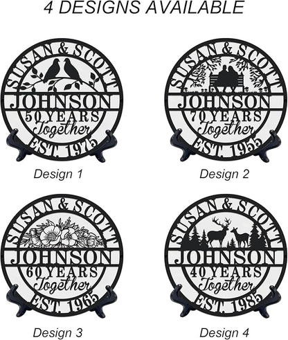 Personalized Christmas Gifts 2025 Best Housewarming Gifts Custom 50th or Any Year Wedding Anniversary Metal Sign Wedding Gifts Personalized Metal Name Signs Monogram Wall Decor