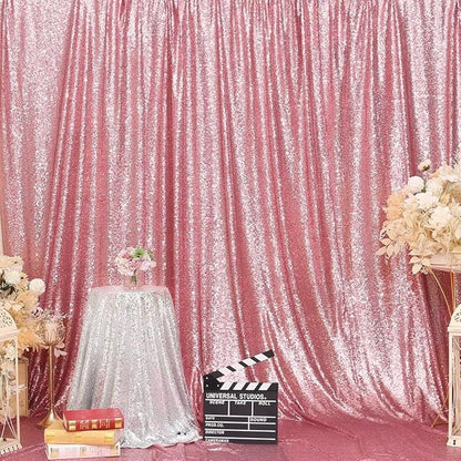 Eternal Beauty Fuchsia Pink Sequin Backdrop, 8x10 Ft Glitter Background Curtains for Shimmer Photography Party Wedding Birthday Back Drop Decor