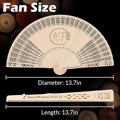 10 PCS Custom Fans Personalized Folding Fans for Line Dancing Wooden Hand Fan Wedding Favors Bulk Fans for Guests Party Event Use (Style06)