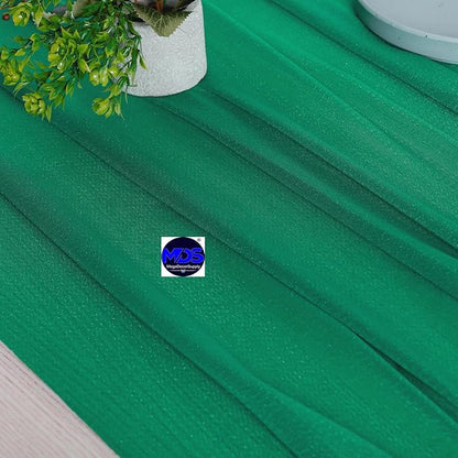 MDS 10 Pack 10ft Chiffon Table Runner 29 x 120 Inches Sheer Wedding Runner Romantic Rustic Table Runner for Wedding Decorations, Birthday Parties, Bridal Shower Party Arch Decor - Emerald Green